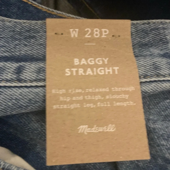 Madewell Petite Baggy Straight Jeans Denim in Wash Olvera 28 Petite NWT # N1364 - Picture 2 of 7